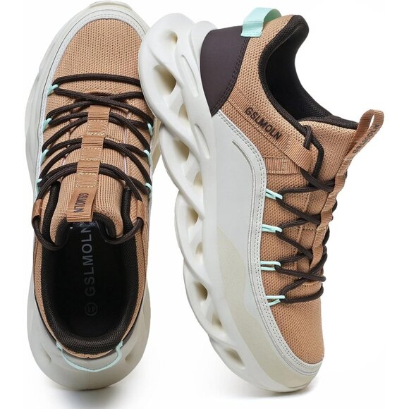 Men\'s Khaki Walking Running Tennis Cross Training Sneakers Athletic Shoes main image 8